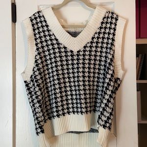 Black and white houndstooth sweater vest
